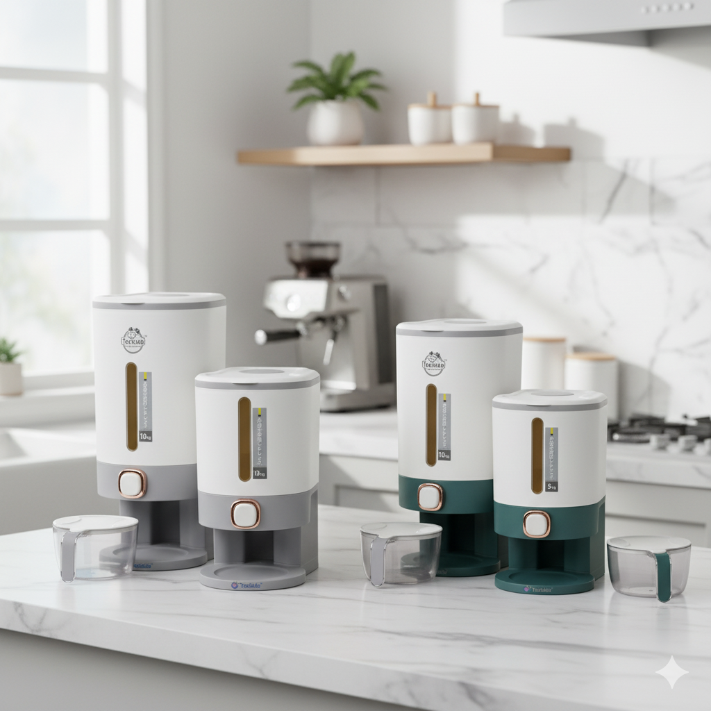 Rice Dispenser | Airtight Grain Storage Container | Smart Kitchen Organizer