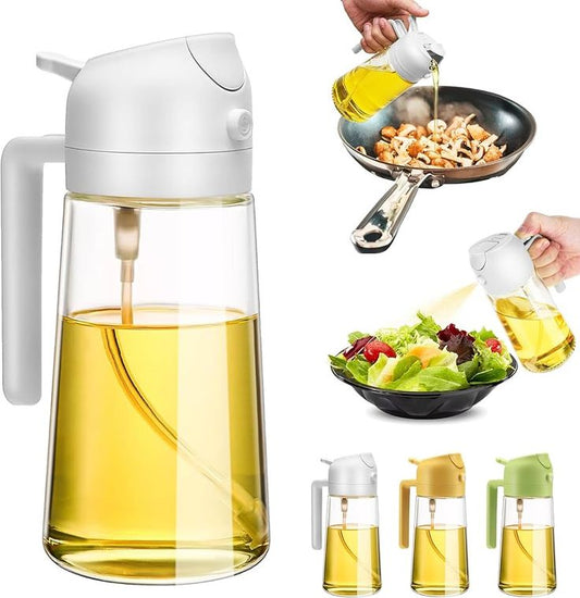 2-in-1 Glass Oil Dispenser & Sprayer Bottle
