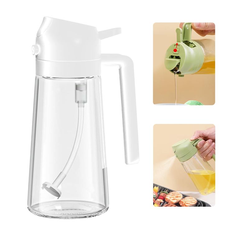 2-in-1 Glass Oil Dispenser & Sprayer Bottle