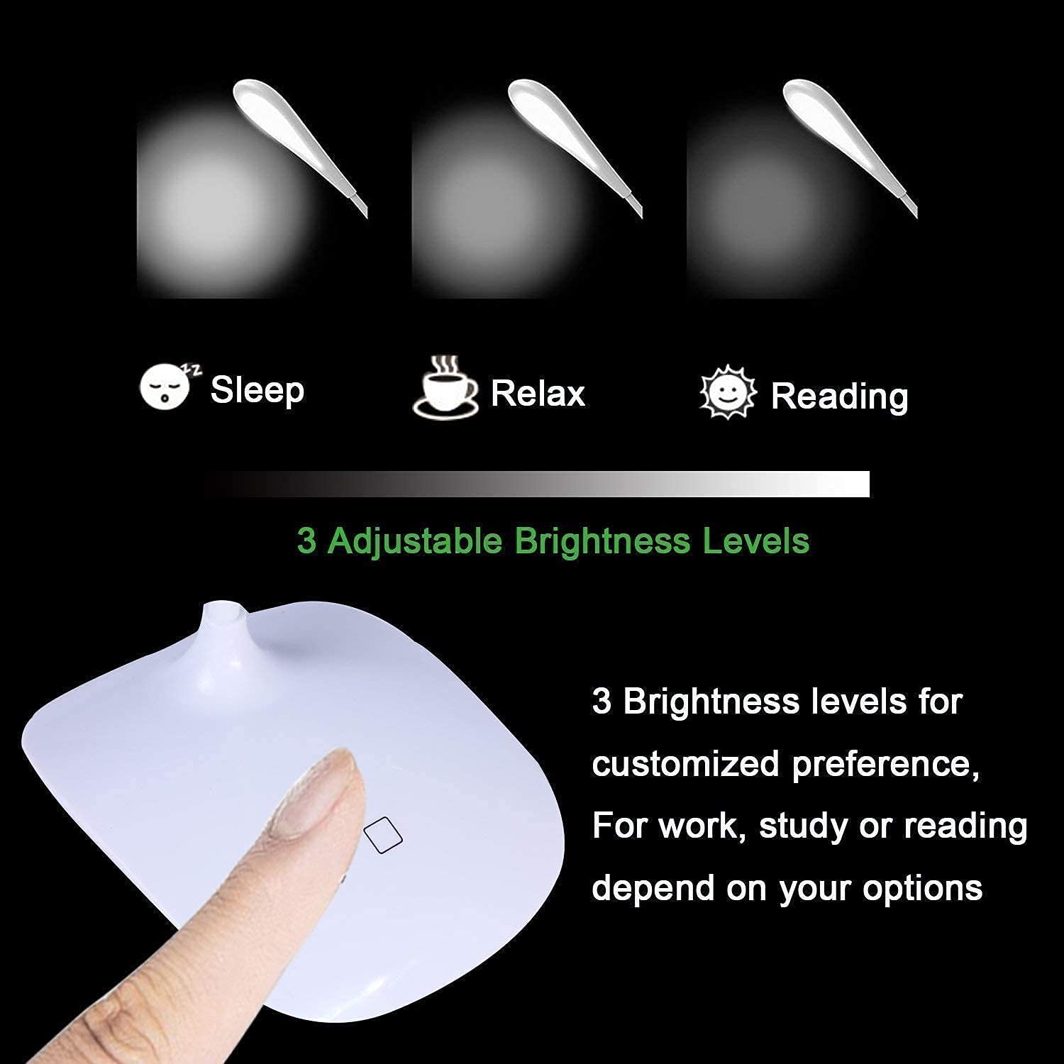 Palamu LED Desk Lamp in White with Touch Control, Adjustable Brightness Levels, Ultra-Bright LED, and Flexible 360-Degree Gooseneck Design