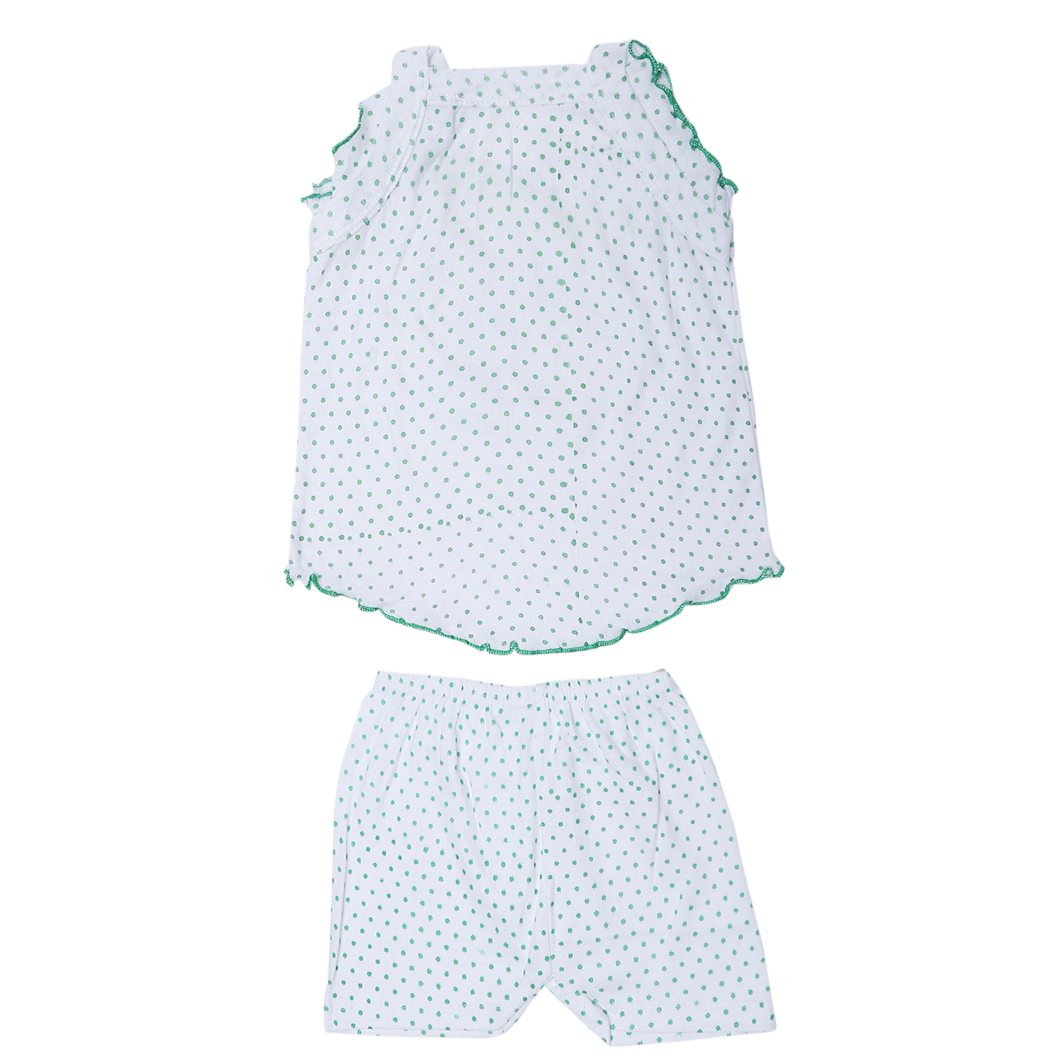 FLORAL & DOT PRINT VEST HALF PANT SET WHITE (PACK OF 6)