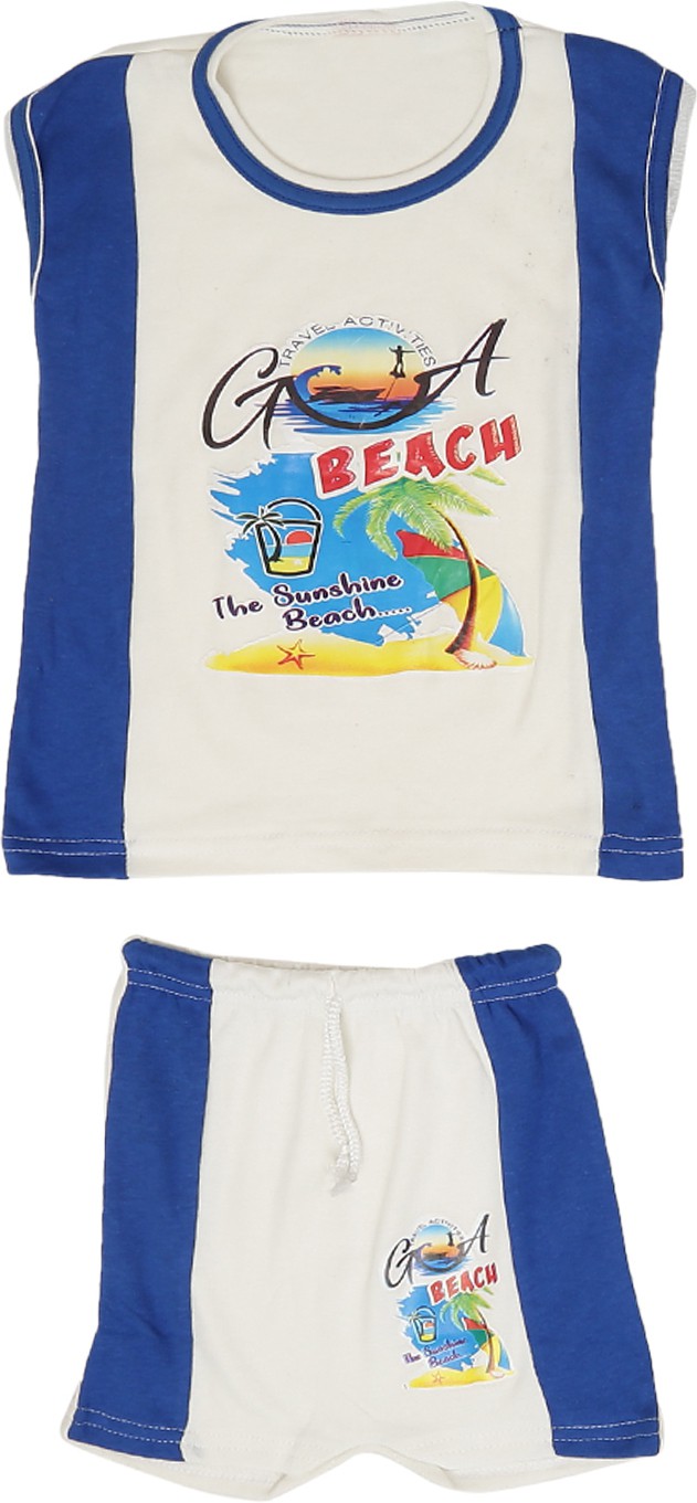 GOA BEACH PRINT VEST WITH SHORTS SET (PACK OF 5)