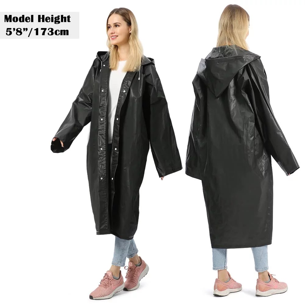 TRANSPARENT REUSABLE UNISEX RAIN COAT (PACK OF 1)