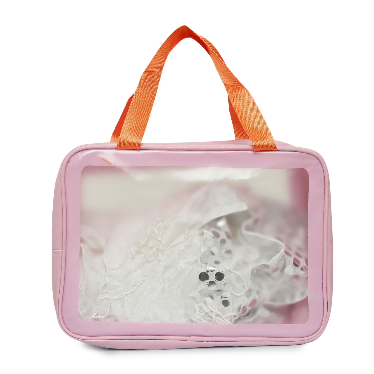 PU TRANSPARENT DUCK PRINT WASHED BAG (PACK OF 2)